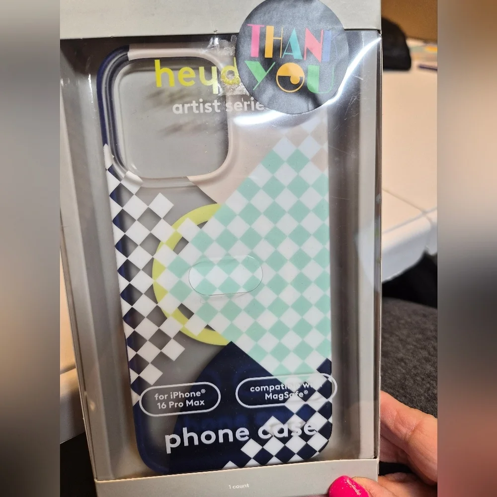 Heyday Artist Series iPhone 16 Pro Max Case - Blue and Green Checkered